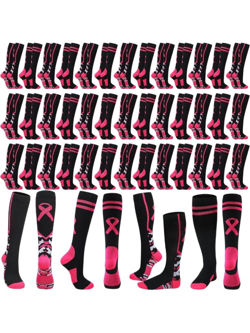 60 Pairs Breast Cancer Awareness Socks - Thoughtful Gifts for Women